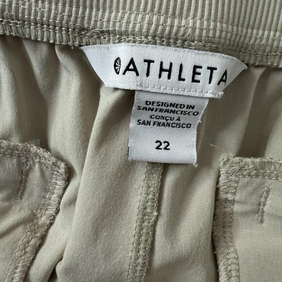 Athleta Pants Womens 22 Beige Pull-On Ankle Tapered Stretch Back Welt Pockets - Picture 6 of 15
